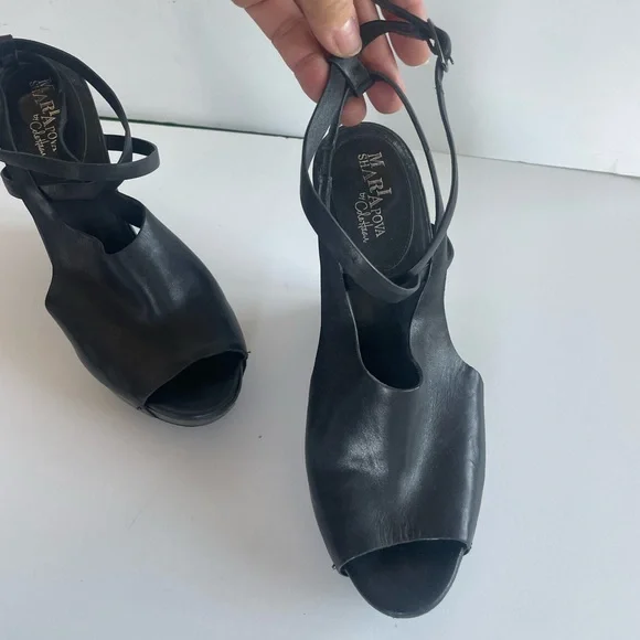 Cole Haan Black Wedge Sandals - Picture 3 of 6